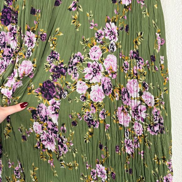 Chadwick's Size Large Green Purple Floral Maxi Skirt Lined Elastic Waist *Flaw* - Picture 4 of 7